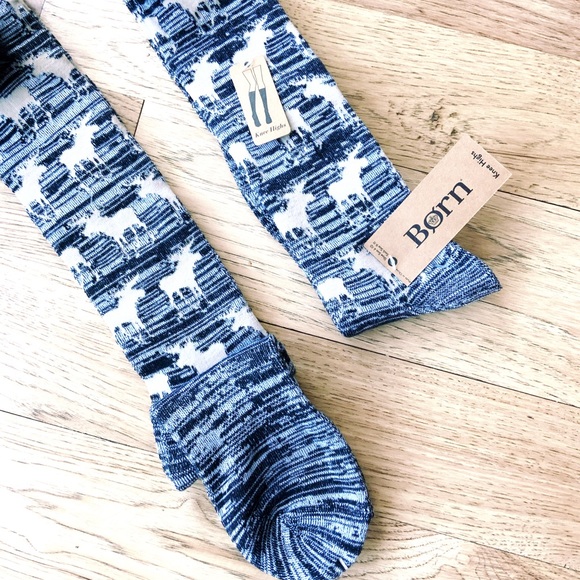 Born | Moose Knit Knee High Pom Socks - Picture 3 of 6